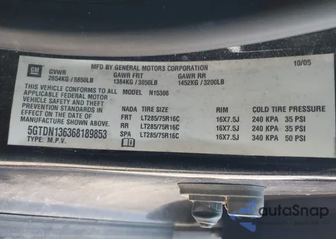 2006 Hummer H3 Suv z USA, uszkodzony, nr VIN 5GTDN136368189853